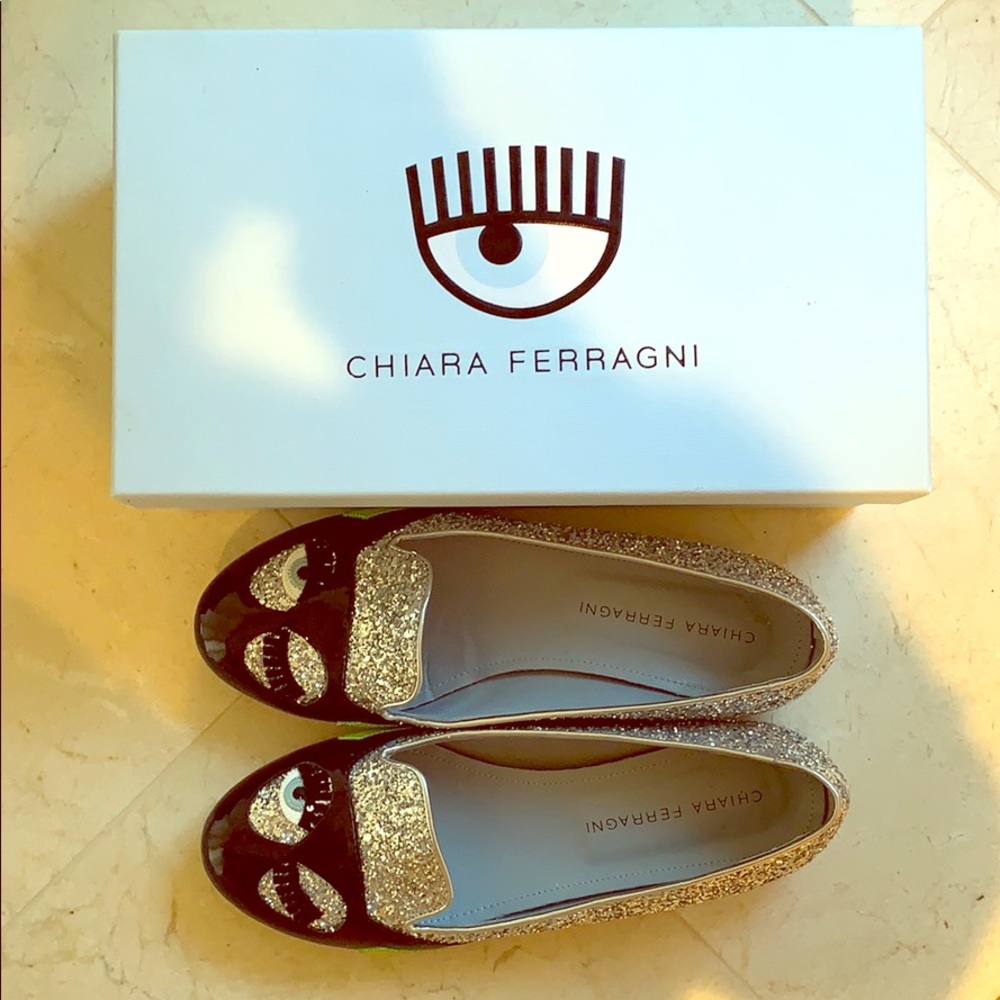 Chiara Ferragni Eye Logomania Ballet Flats